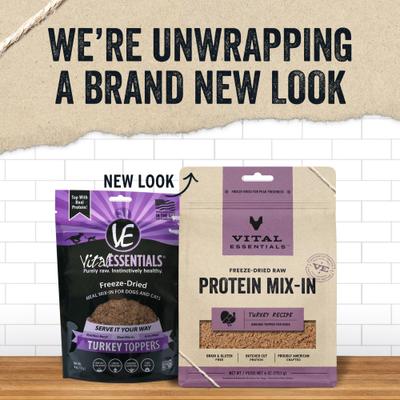 Show full view: Vital Essentials Freeze-Dried Raw Protein Mix-In Turkey Recipe Ground Dog Food Topper, 6-oz bag slide 4 of 8