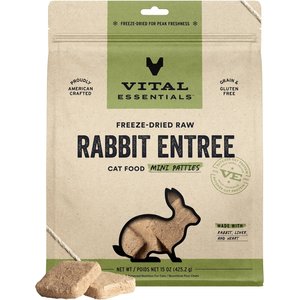Vital Essentials Freeze-Dried Raw Rabbit Mini Patties Entree Cat Food, 15-oz bag