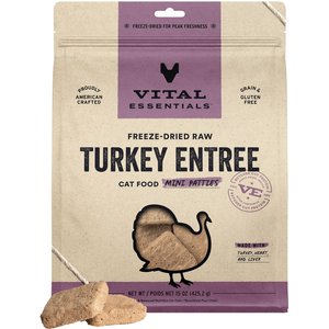 Vital Essentials Freeze-Dried Raw Turkey Mini Patties Entree Cat Food, 15-oz bag