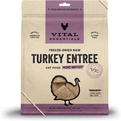 Show full view: Vital Essentials Freeze-Dried Raw Turkey Mini Patties Entree Cat Food, 15-oz bag slide 4 of 7