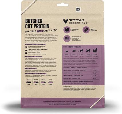 Show full view: Vital Essentials Freeze-Dried Raw Turkey Mini Patties Entree Cat Food, 8-oz bag slide 3 of 8