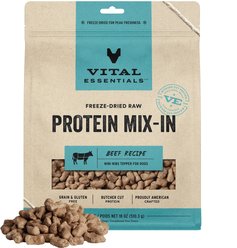 Vital Essentials Protein Mix-In Beef Recipe Mini Nibs Grain-Free Freeze-Dried Raw Dog Food Topper, 18-oz bag
