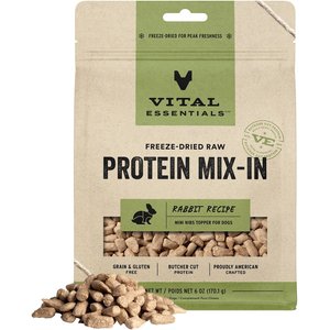 Vital Essentials Protein Mix-In Rabbit Recipe Mini Nibs Grain-Free Freeze-Dried Raw Dog Food Topper, 6-oz bag
