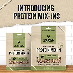 Vital Essentials Protein Mix-In Rabbit Recipe Mini Nibs Grain-Free Freeze-Dried Raw Dog Food Topper, 6-oz bag