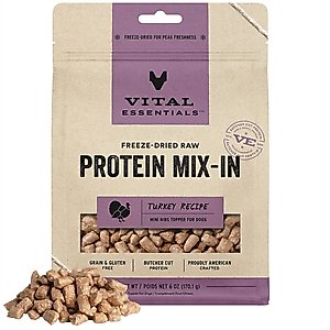 Vital Essentials Protein Mix-In Turkey Recipe Mini Nibs Grain-Free Freeze-Dried Raw Dog Food Topper, 6-oz bag