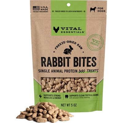 Vital Essentials Vital Essentials Rabbit Bites Freeze-Dried Dog Treats, 5-oz bag