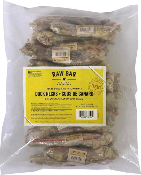 Vital Essentials RAW BAR Raw Duck Necks Freeze-Dried Dog Treats, 24 count