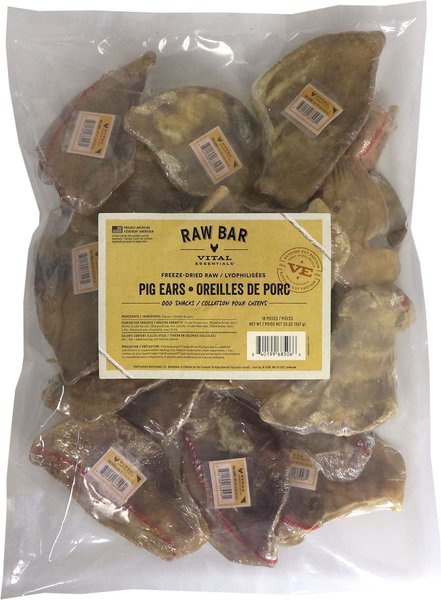Vital Essentials RAW BAR Raw Pig Ears Freeze-Dried Dog Treats, 18 count