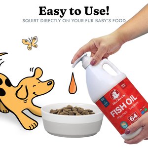 Vital Pet Life Fish Oil Skin & Coat Health Pollock Salmon Liquid Omega-3 Supplement for Dogs & Cats, 64-fl oz bottle