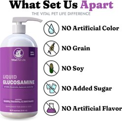Vital Pet Life Liquid Glucosamine MSM Chondroitin for Dogs, 32-fl oz bottle slide 2 of 6