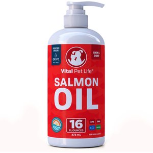 Vital Pet Life Salmon Oil Skin & Coat Health Liquid Cat & Dog Supplement, 16-fl oz bottle