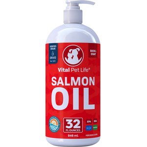 Vital Pet Life Salmon Oil Skin & Coat Health Liquid Cat & Dog Supplement, 32-fl oz bottle