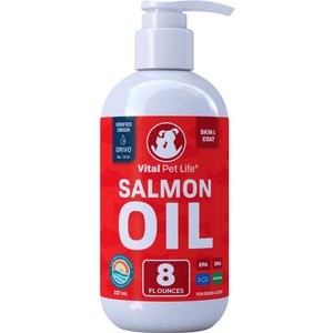Vital Pet Life Salmon Oil Skin & Coat Health Liquid Cat & Dog Supplement, 8-fl oz bottle