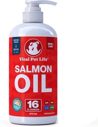 Vital Pet Life Salmon Oil Skin & Coat Health Liquid Omega-3 Supplement for Dogs & Cats, 16-fl oz bottle slide 2 of 6