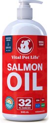 Vital Pet Life Salmon Oil Skin & Coat Health Liquid Omega-3 Supplement for Dogs & Cats, 32-fl oz bottle