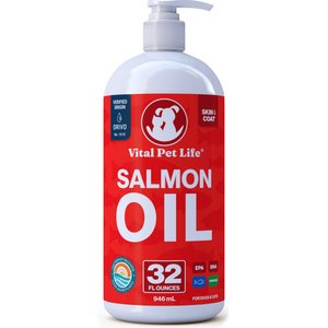 Vital Pet Life Salmon Oil Skin & Coat Health Liquid Omega-3 Supplement for Dogs & Cats, 32-fl oz bottle