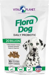 Vital Planet Flora Dog 20 Billion Daily Probiotic Soft Chew Dog Supplement, 30 count