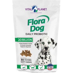 Vital Planet Flora Dog 20 Billion Daily Probiotic Soft Chew Dog Supplement, 30 count