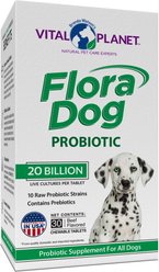 Vital Planet Flora Dog Daily Probiotic Beef Flavor Chewable Tablet Dog Supplement, 30 count