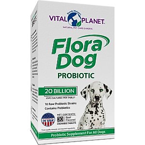 Vital Planet Flora Dog Daily Probiotic Beef Flavor Chewable Tablet Dog Supplement, 30 count