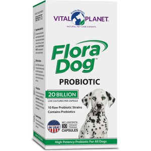 Vital Planet Flora Dog Daily Probiotic Bacon Flavor Veggie Capsule Dog Supplement, 30 count