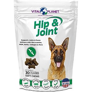 Vital Planet Hip & Joint Bacon Flavor Soft Chew Dog Supplement, 30 count