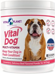Vital Planet Vital Dog Multi-Vitamin Beef Flavor Powder Dog Supplement, 2.6-oz jar