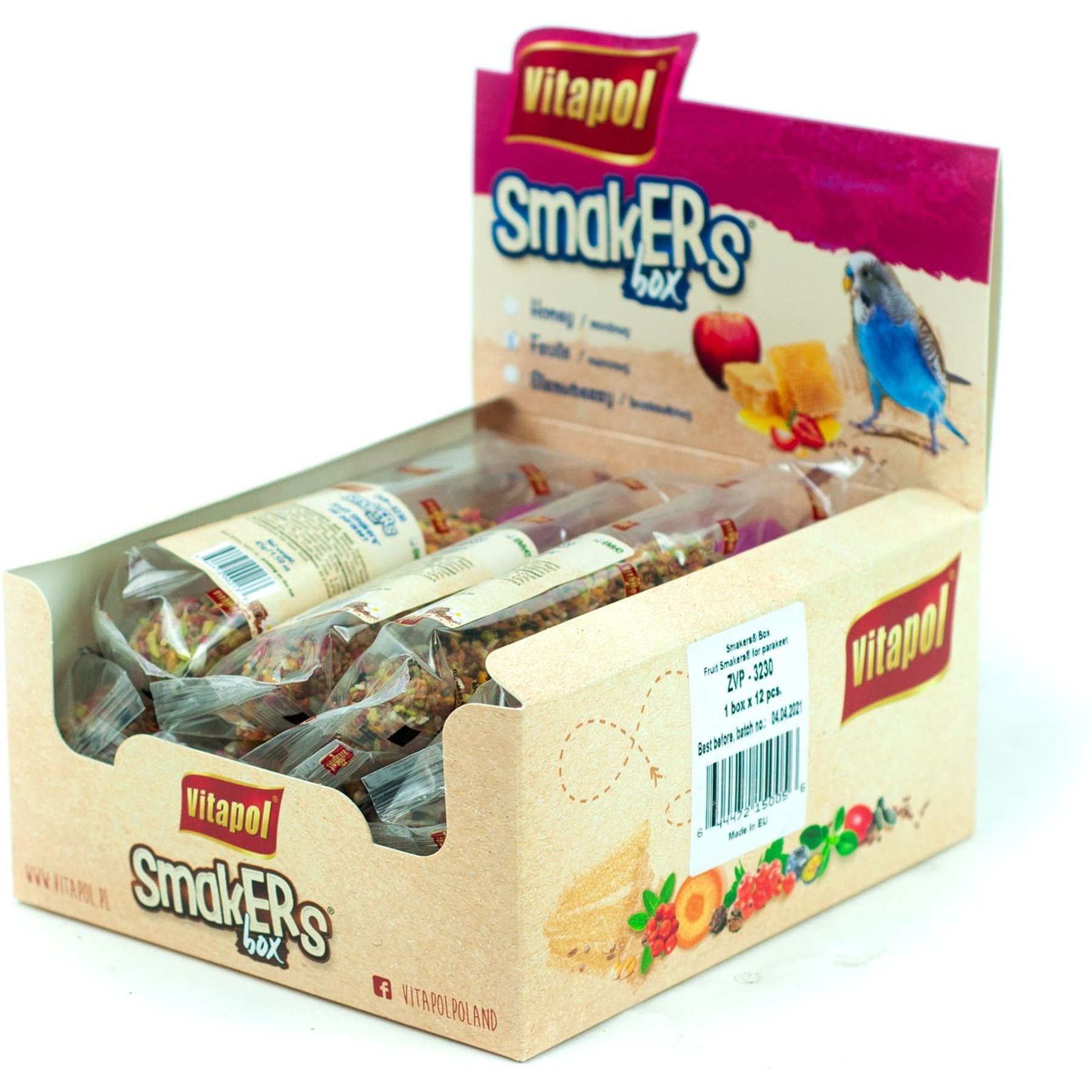Vitapol by A&E Cage Company Parakeet Smakers Sticks Bird Treats, 12 count