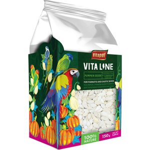 Vitapol by A&E Cage Company Vitaline Pumpkin Seeds Dry Cockatiel & Parakeet Treats, White, 5.3-oz box
