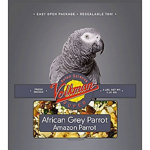 Volkman Avian Science Super African Grey Parrot & Amazon Parrot Food, 4-lb bag