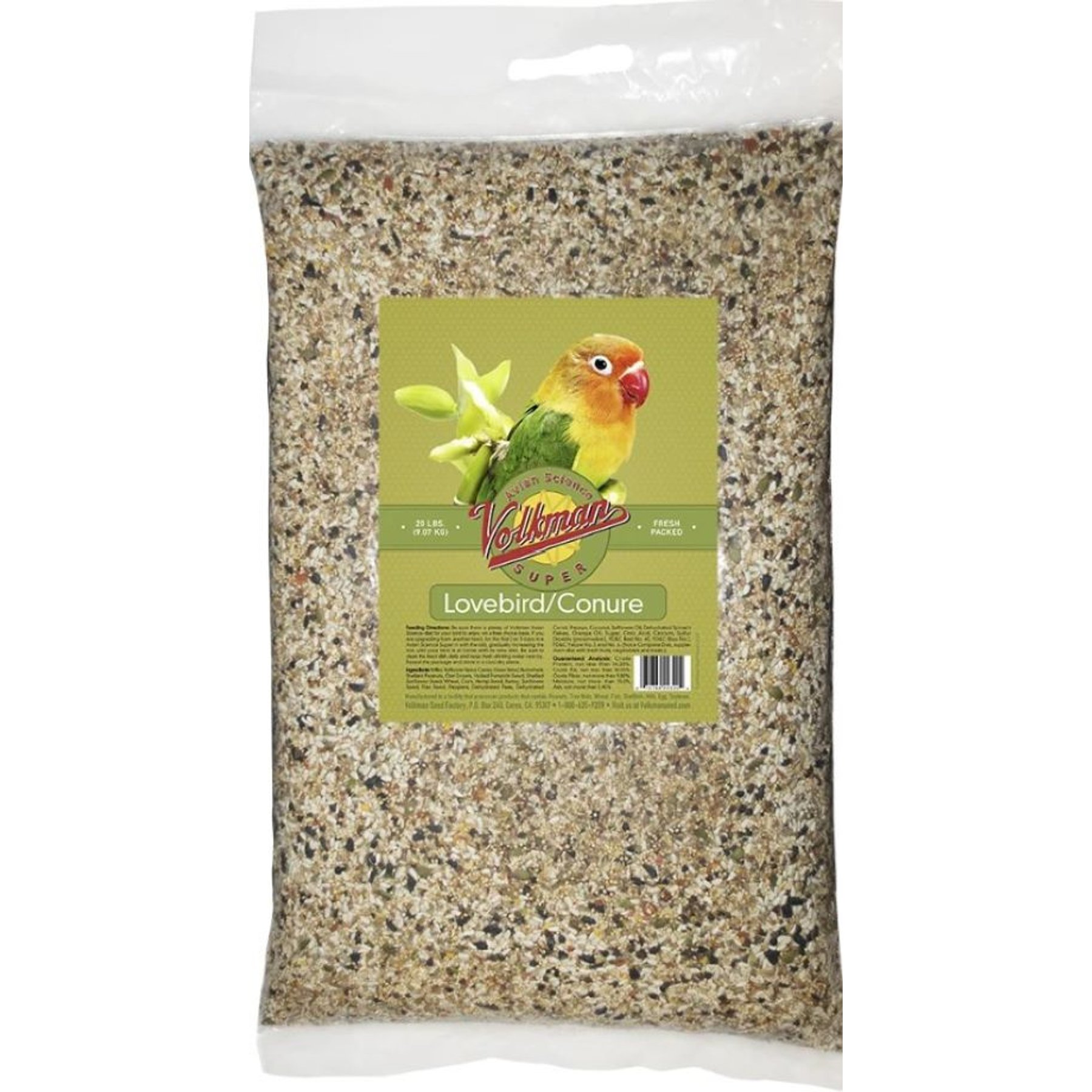 Volkman Avian Science Super Lovebird & Conure Bird Food, 20-lb