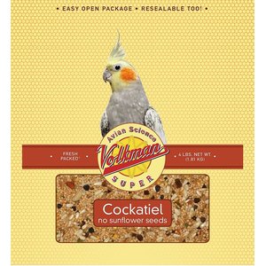 Volkman Avian Science Super Sunflower Seed-Free Cockatiel Food, 4-lb bag