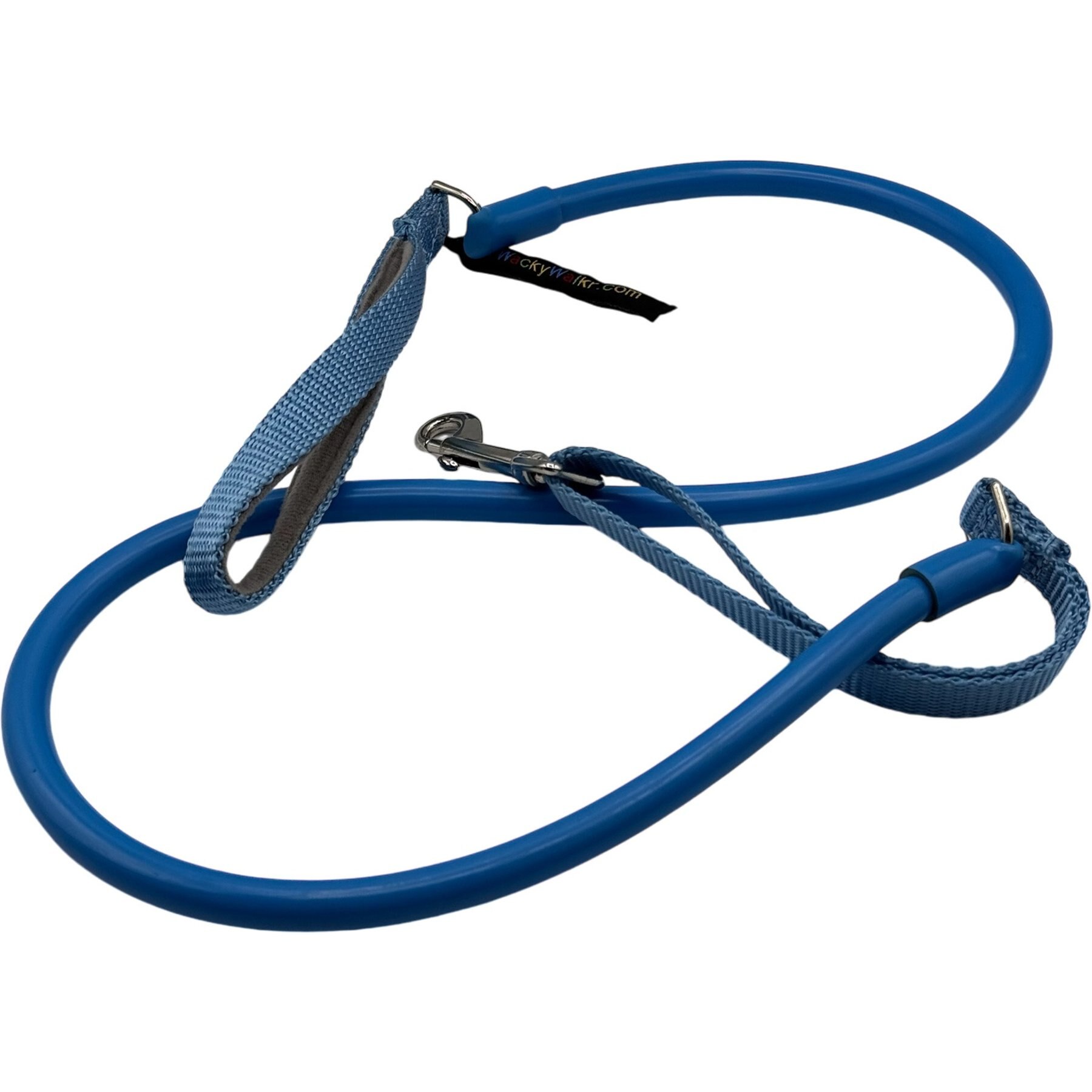 WACKYwalk'r WUNDER Rubber No-Pull Dog Leash, Blue, Small: 4 to 7-ft long, 7/16-in wide