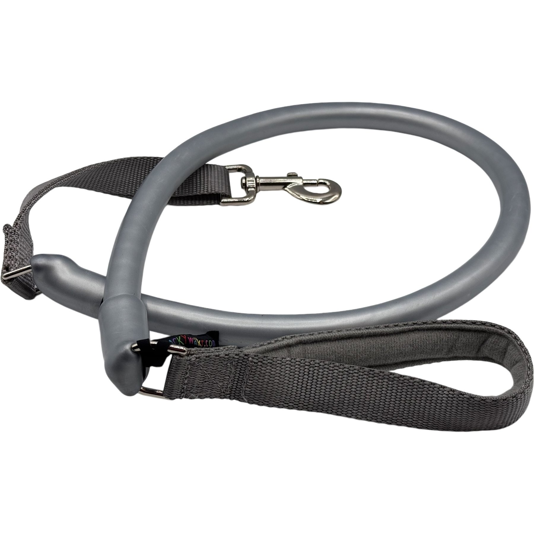 WACKYwalk'r WUNDER Rubber No-Pull Dog Leash, Silver, Large: 4.5-ft long, 3/4-in wide