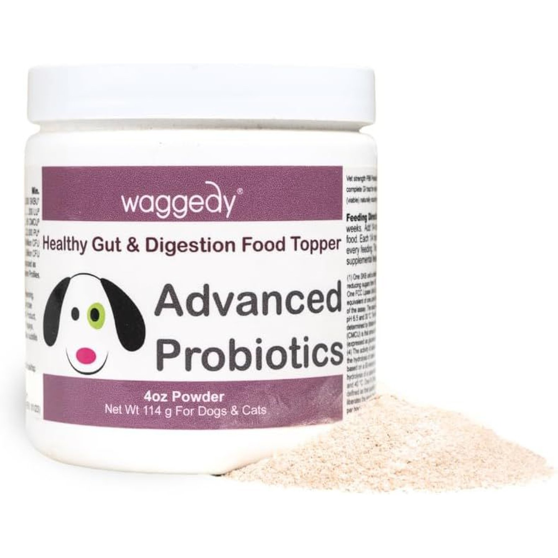 waggedy Advanced Probiotics Beef Flavored Powder Digestive Aid for Dogs, 4-oz jar