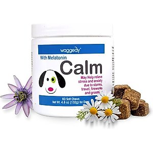 waggedy Calm Stress & Anxiety Relief Melatonin Dog Supplement, 60 count
