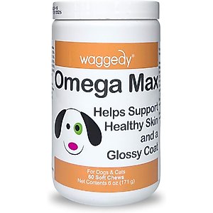 waggedy Omega Max Joint & Skin Health Chews Supplement for Dogs, 60 count