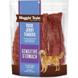 Waggin' Train Duck Jerky Tenders Sensitive Stomach Duck Grain-Free High-Protein Jerky Dog Treats, 12-oz bag