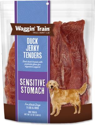Waggin' Train Tenders Sensitive Stomach Duck Grain-Free High-Protein Jerky Dog Treats, 12-oz pouch