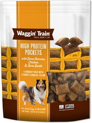 Waggin' Train High Protein Chicken Pockets with Bone Marrow & Bone Broth Grain-Free Crunchy Dog Treats, 12-oz bag