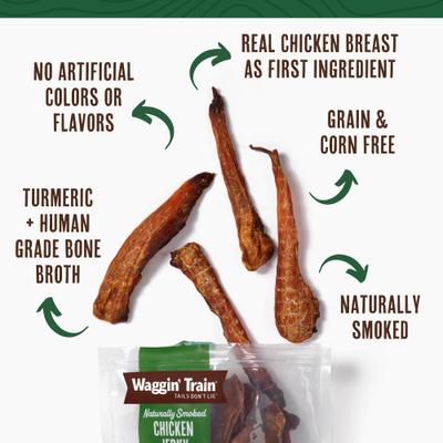 Show full view: Waggin' Train Smoked Chicken Jerky Tenders with Turmeric & Bone Broth Dog Treats, 12-oz bag slide 5 of 7