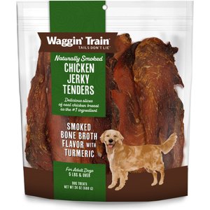 Waggin' Train Smoked Chicken Jerky Tenders with Turmeric & Bone Broth Dog Treats, 24-oz bag