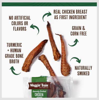 Show full view: Waggin' Train Smoked Chicken Jerky Tenders with Turmeric & Bone Broth Dog Treats, 24-oz bag slide 4 of 6