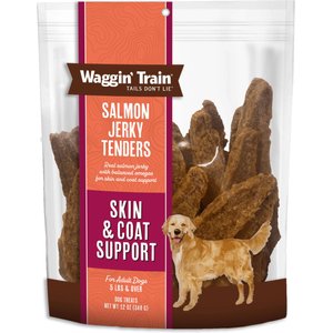 Waggin' Train Salmon Jerky Tenders Grain-Free High-Protein Dog Treats, 12-oz bag