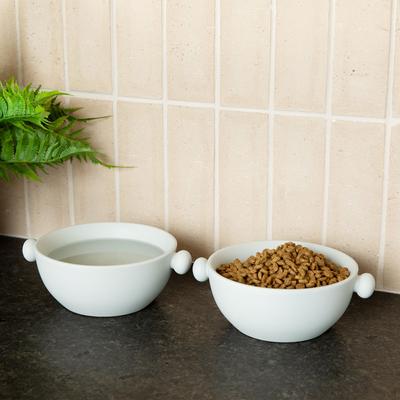 Show full view: Waggo Bobble Ceramic Cat & Dog Bowl, Medium, Light Grey, 4-cup slide 3 of 4