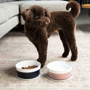 Waggo Dipper Ceramic Dog & Cat Bowl, Mauve, Medium, 4-cup