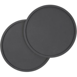 Waggo Habit Circle Silicone Dog & Cat Placemat, 2 count, Black, Medium