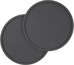 Waggo Habit Circle Silicone Dog & Cat Placemat, 2 count, Black, Small
