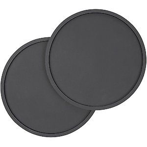 Waggo Habit Circle Silicone Dog & Cat Placemat, 2 count, Black, Small