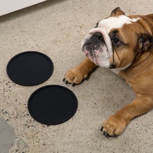 Waggo Habit Circle Silicone Dog & Cat Placemat, 2 count, Black, Small